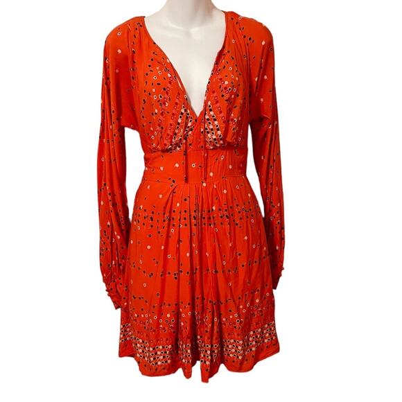 Free People Coryn Mini Dress - Red long sleeve - Picture 3 of 11